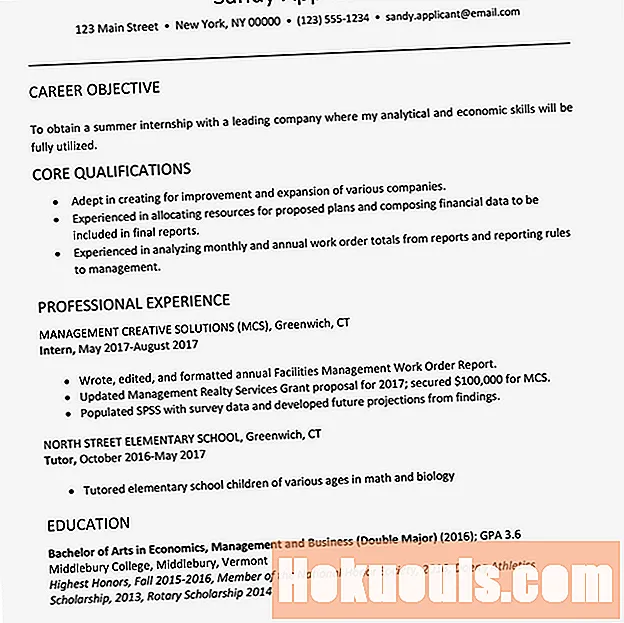 CV pentru stagii de afaceri și economie