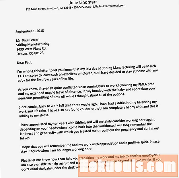 Примерно писмо за оставка при оставяне на грижи за деца